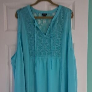 Torrid Aqua Sleeveless Lace Blouse